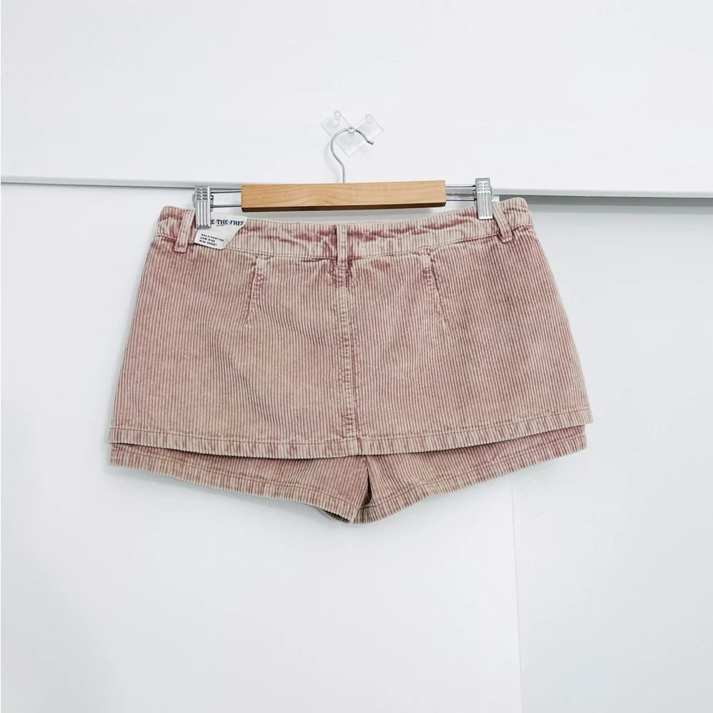 NWOT Free People Mini Gala Vanting Low Rise Peekaboo Pink Skort / Skirt Size 30